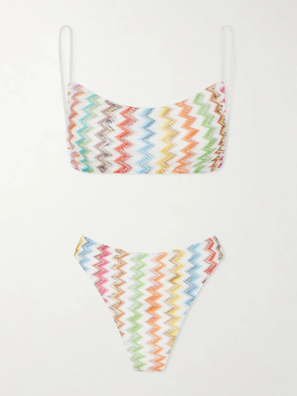 Missoni Striped Crochet-knit Triangle Bikini in white