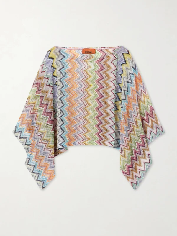 Missoni Striped Cropped Metallic Crochet-knit Top