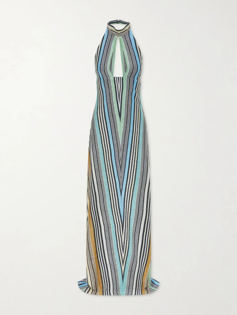 Missoni Striped Metallic Crochet-knit Maxi Dress in blue