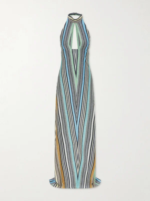 Missoni Striped Metallic Crochet-knit Maxi Dress