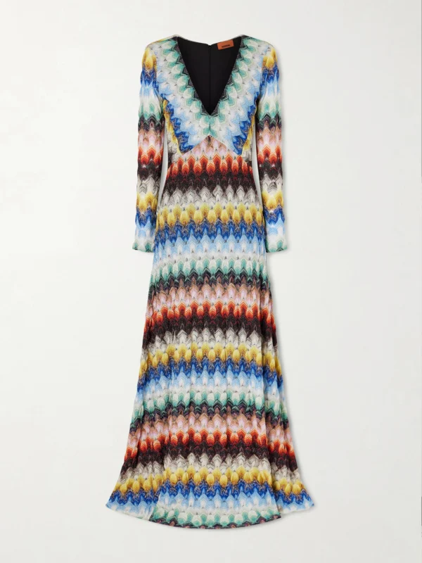 Missoni Striped Metallic Crochet-knit Maxi Dress