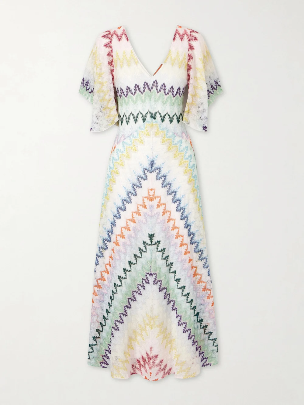 Missoni Striped Metallic Crochet-knit Maxi Dress in white