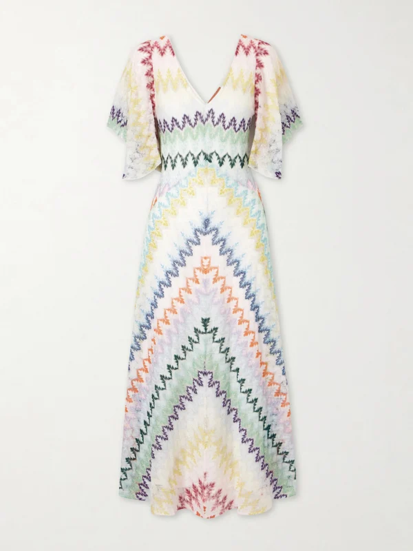 Missoni Striped Metallic Crochet-knit Maxi Dress