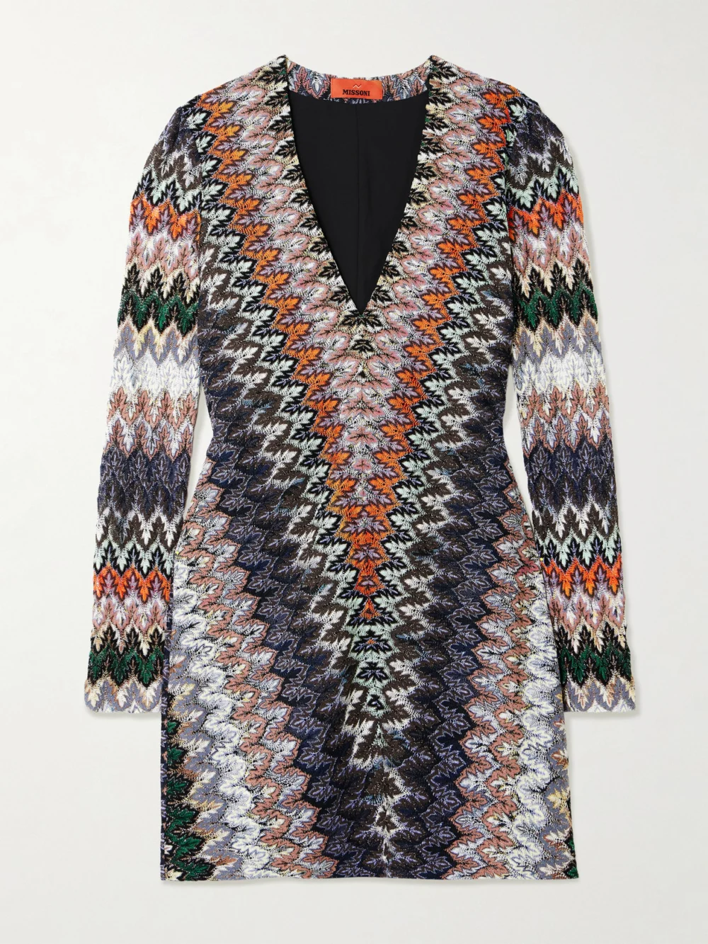 Missoni Striped Metallic Crochet-knit Mini Dress in blue