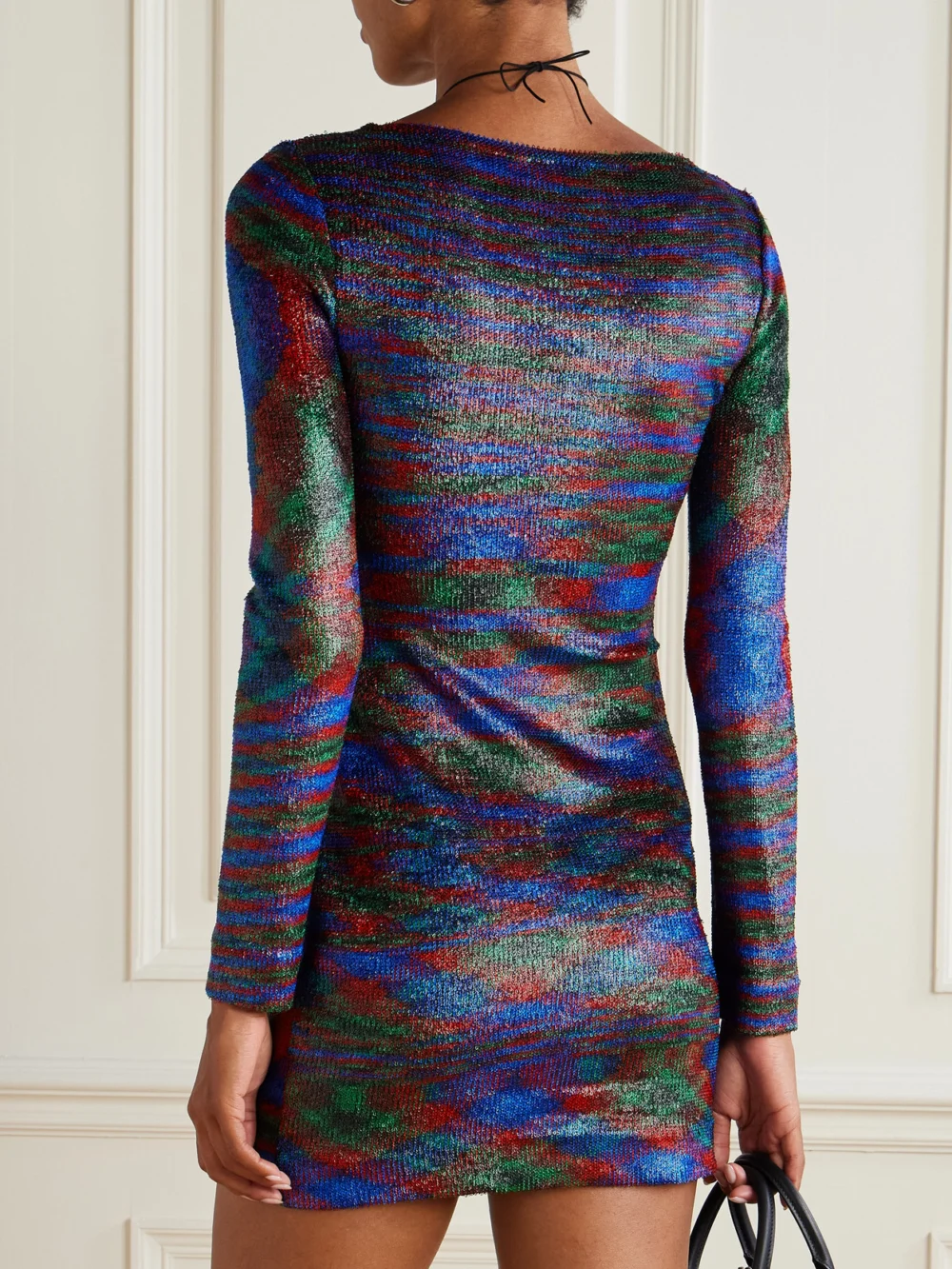 Back view of the Missoni Striped Metallic Jersey Mini Dress