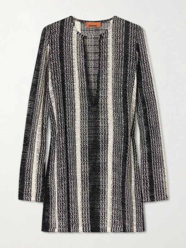 Missoni Striped Metallic Sequin-embellished Crochet-knit Dress