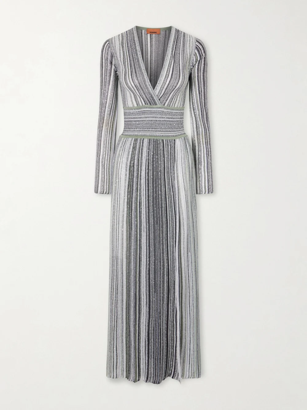 Missoni Striped Sequin-embellished Metalic Crochet-knit Maxi Dress in black