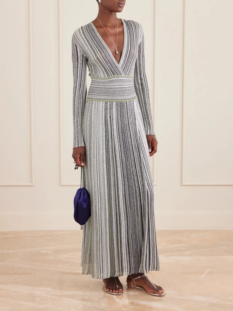 Missoni Striped Sequin-embellished Metalic Crochet-knit Maxi Dress