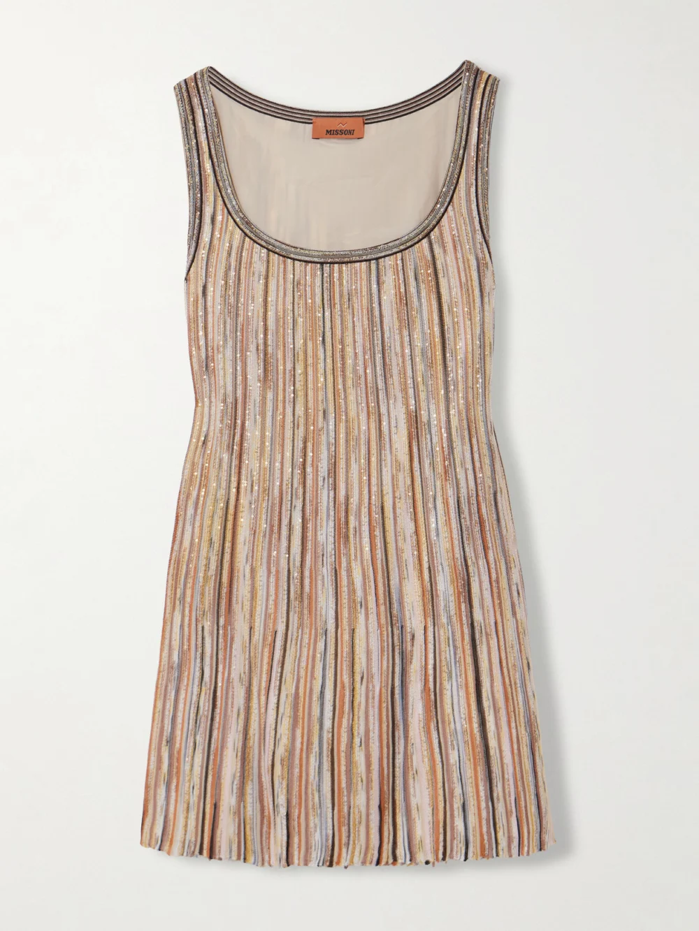 Missoni Striped Sequined Metallic Ribbed-knit Mini Dress in brown