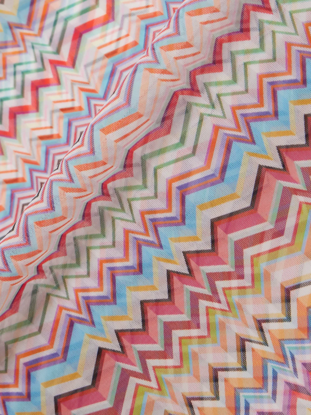 Close-up detail of the Missoni Striped Stretch-mesh Wide-leg Pants