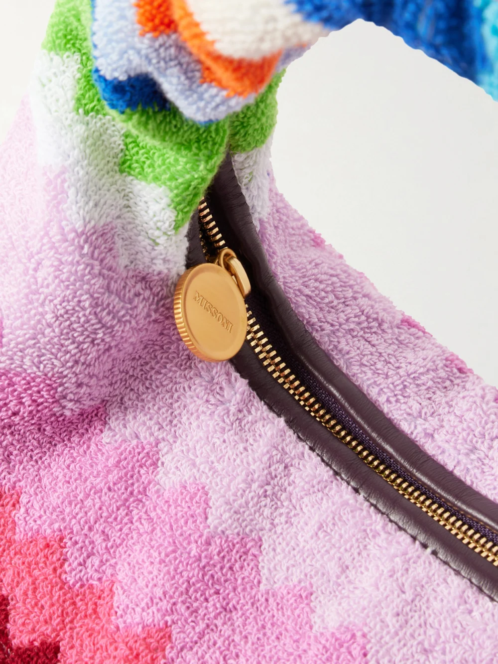 Close-up detail of the Missoni Striped Terry Shoulder Bag