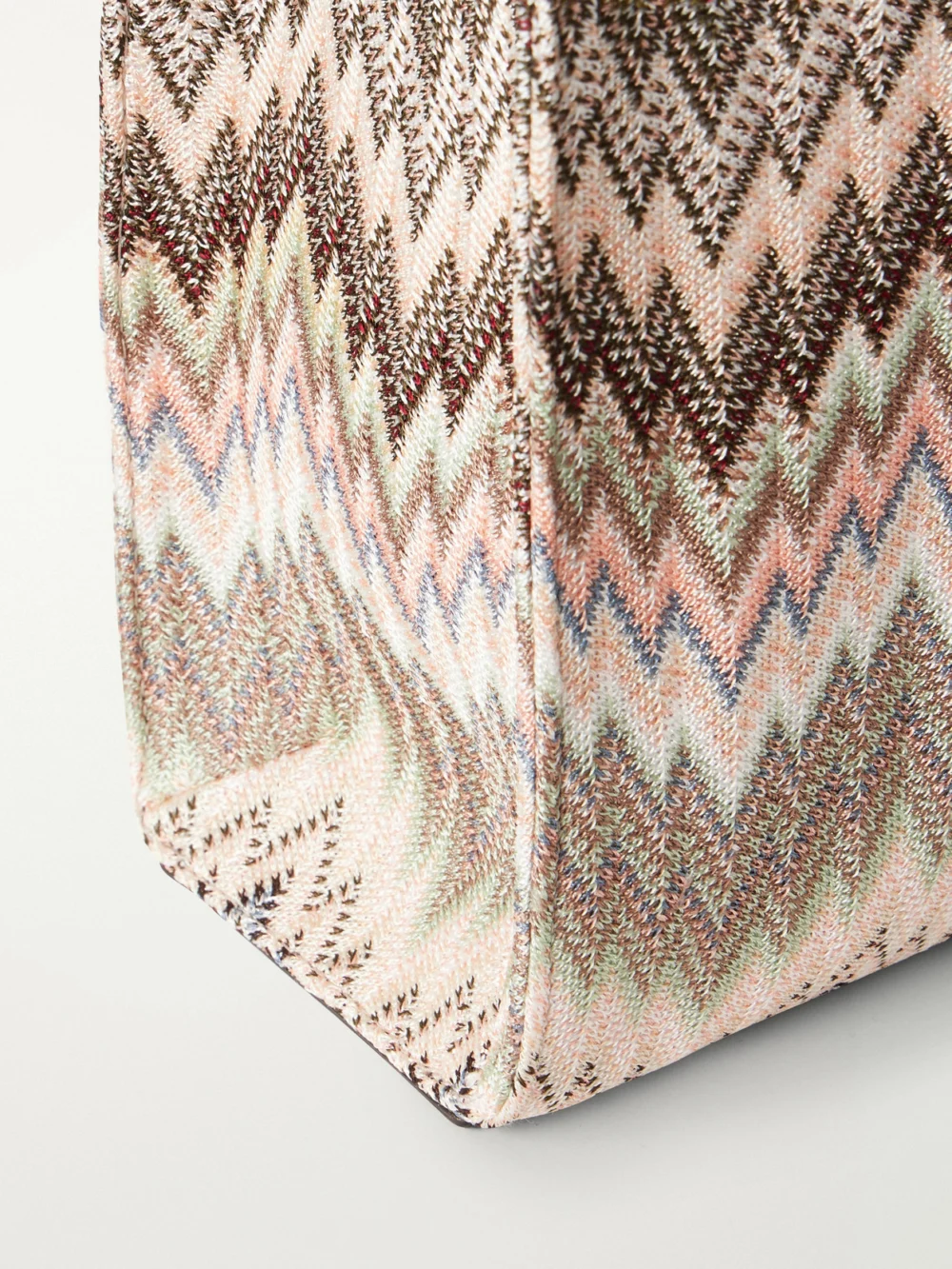 Close-up detail of the Missoni Striped Woven Lurex Tote