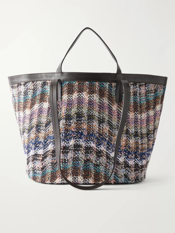 Missoni Trapezoid Medium Leather-trimmed Metallic Crochet-knit Tote