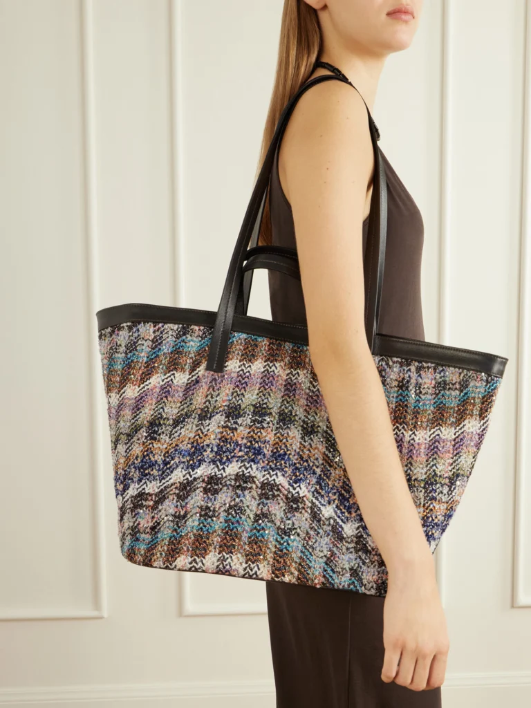Missoni Trapezoid Medium Leather-trimmed Metallic Crochet-knit Tote
