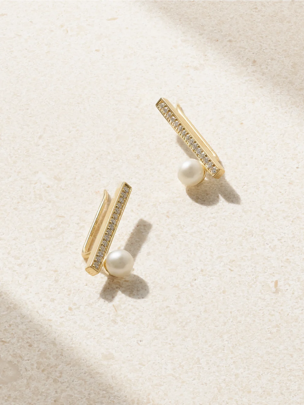 Mizuki 14-karat Gold, Diamond and Pearl Earrings