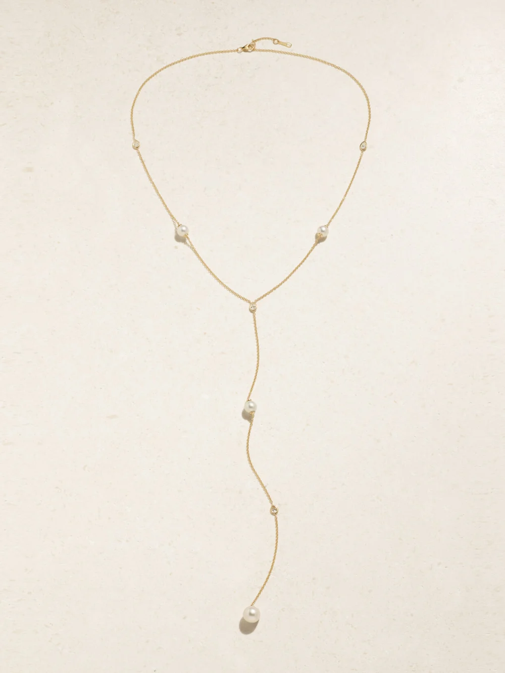 Mizuki 14-karat Gold, Diamond and Pearl Necklace