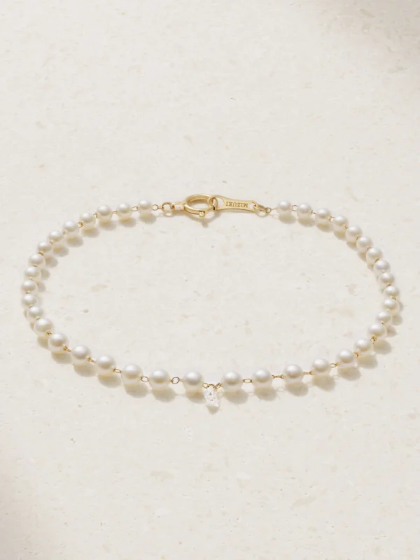 Mizuki 14-karat Gold, Pearl and Diamond Bracelet