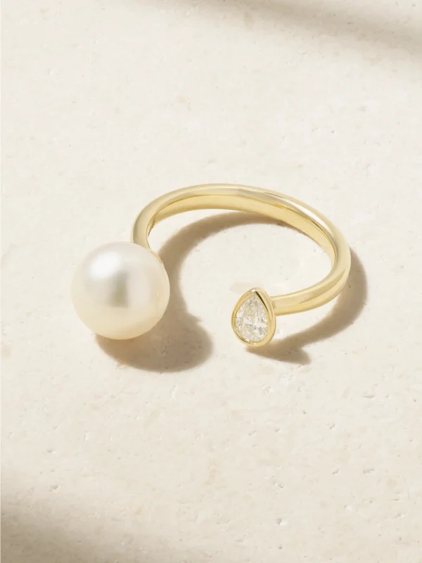 Mizuki 14-karat Gold Pearl and Diamond Ring