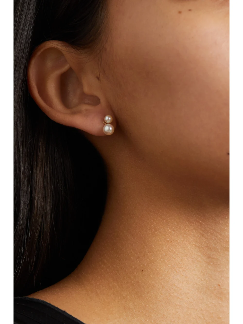 Mizuki 14-karat Gold Pearl Earrings, styled view