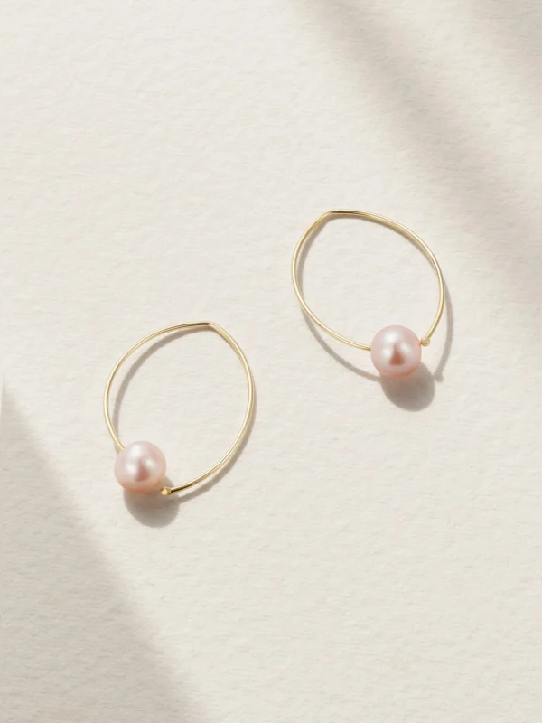 Mizuki 14-karat Gold Pearl Hoop Earrings