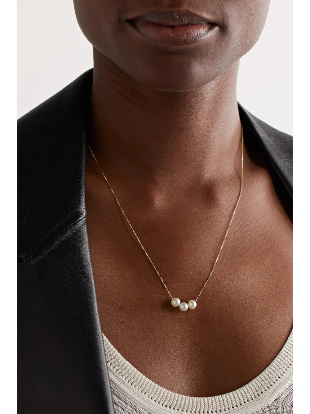 Mizuki 14-karat Gold Pearl Necklace, styled view