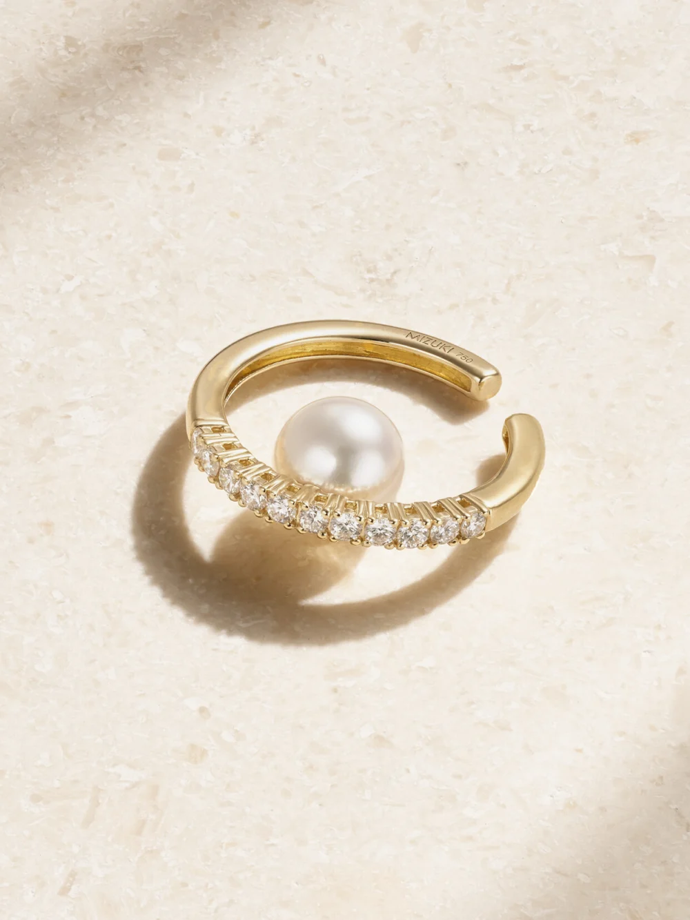 Mizuki 18-karat Gold, Diamond and Pearl Ear Cuff