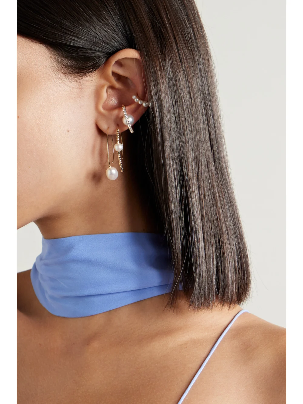 Mizuki Small 14-karat Gold Pearl Earrings, styled view