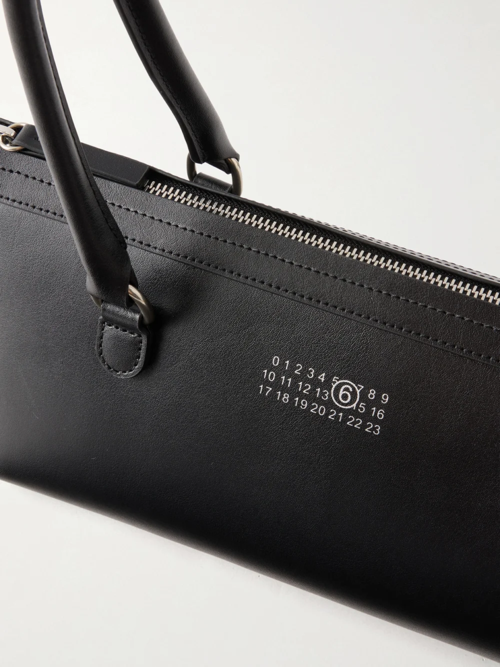 Close-up detail of the MM6 Maison Margiela Bauletto J Medium Leather Shoulder Bag