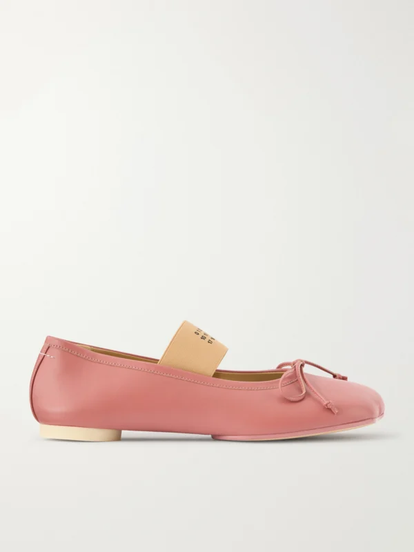 MM6 Maison Margiela Bow-detailed Leather Ballet Flats