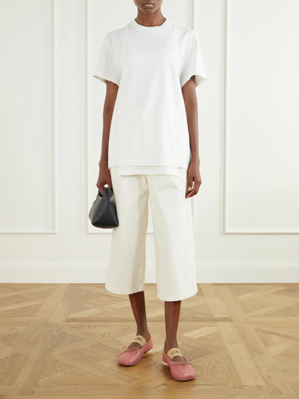 MM6 Maison Margiela Bow-detailed Leather Ballet Flats, styled view