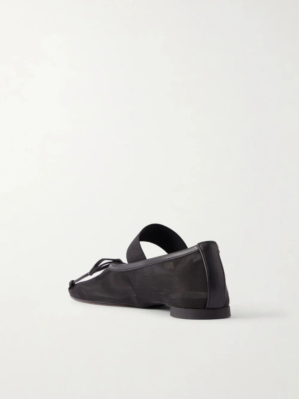 Back view of the MM6 Maison Margiela Bow-detailed Leather-trimmed Mesh Ballet Flats