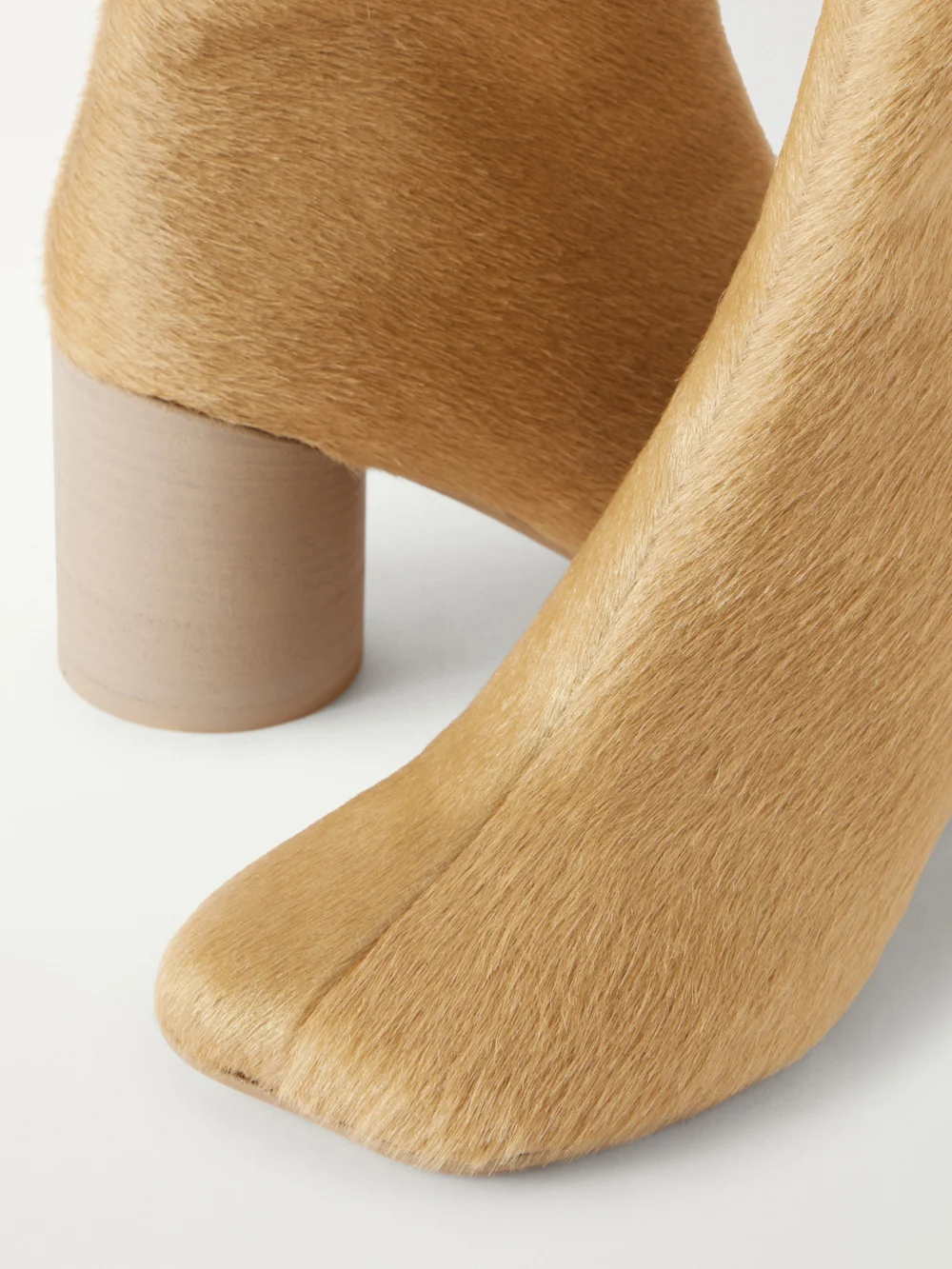 Close-up detail of the MM6 Maison Margiela Calf Hair Ankle Boots