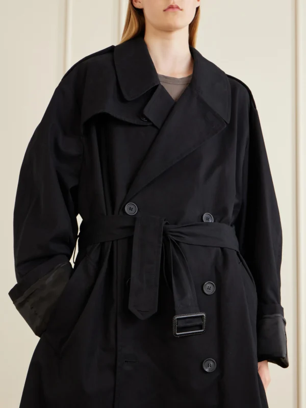 Close-up detail of the MM6 Maison Margiela Cotton-gabardine Trench Coat