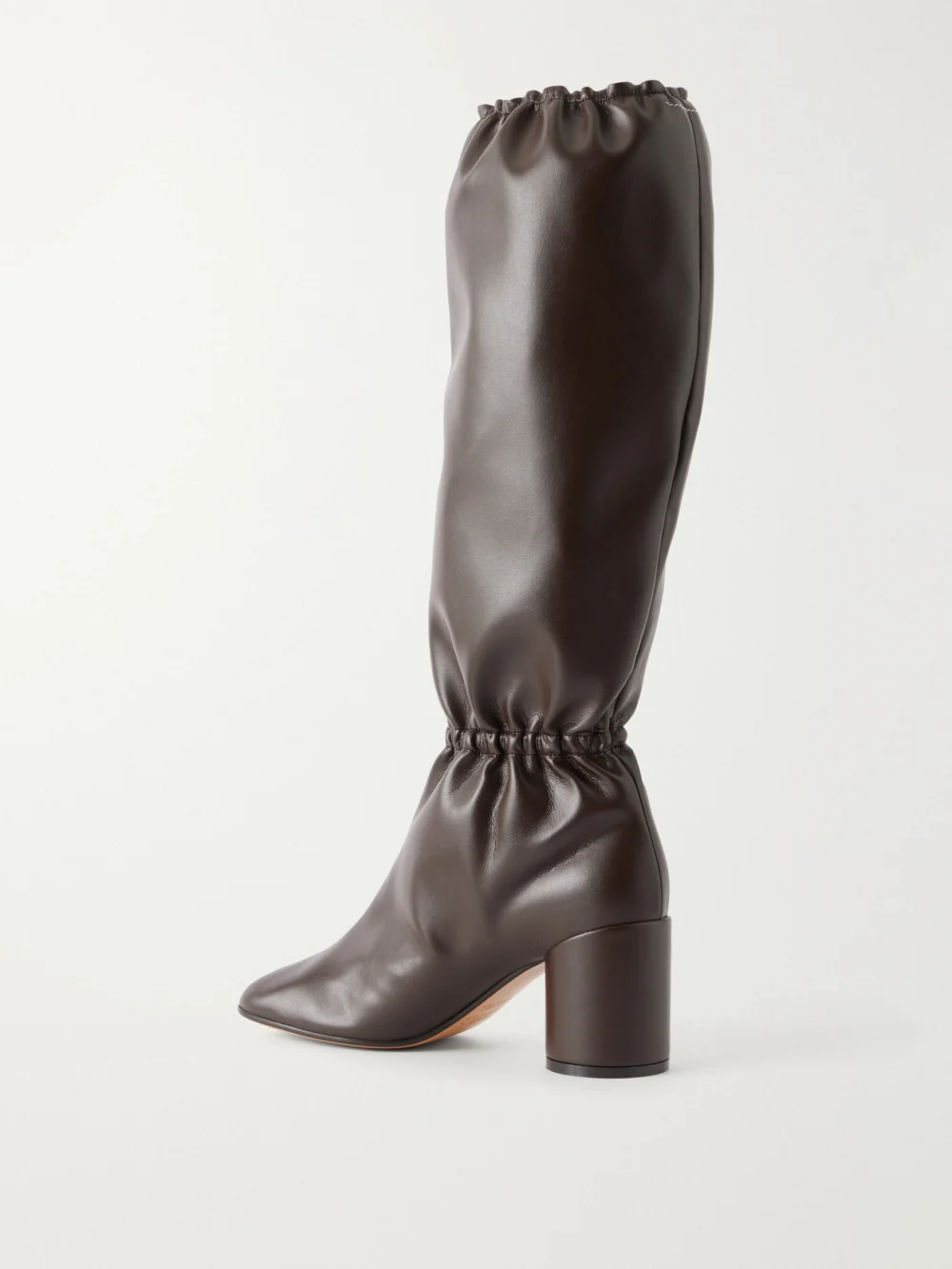 Back view of the MM6 Maison Margiela Gathered Leather Knee Boots