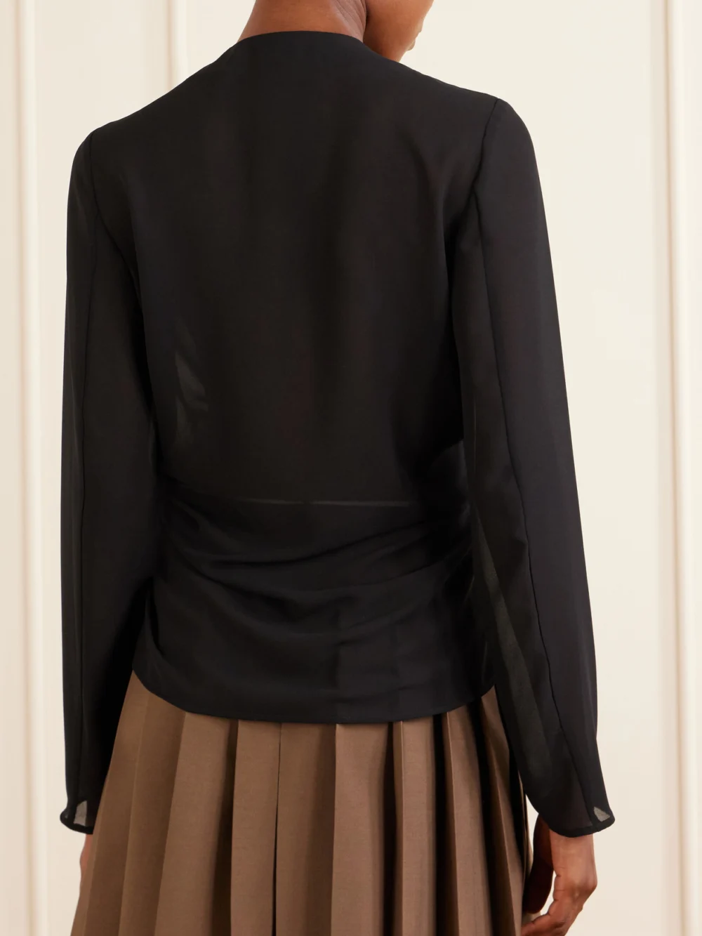 Back view of the MM6 Maison Margiela Jersey Zip-up Blouse