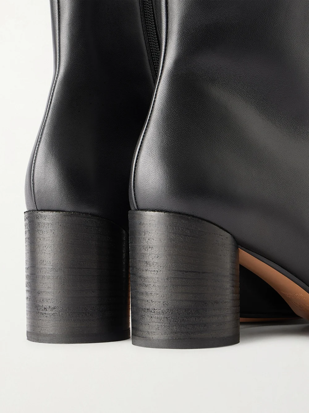 Close-up detail of the MM6 Maison Margiela Leather Ankle Boots