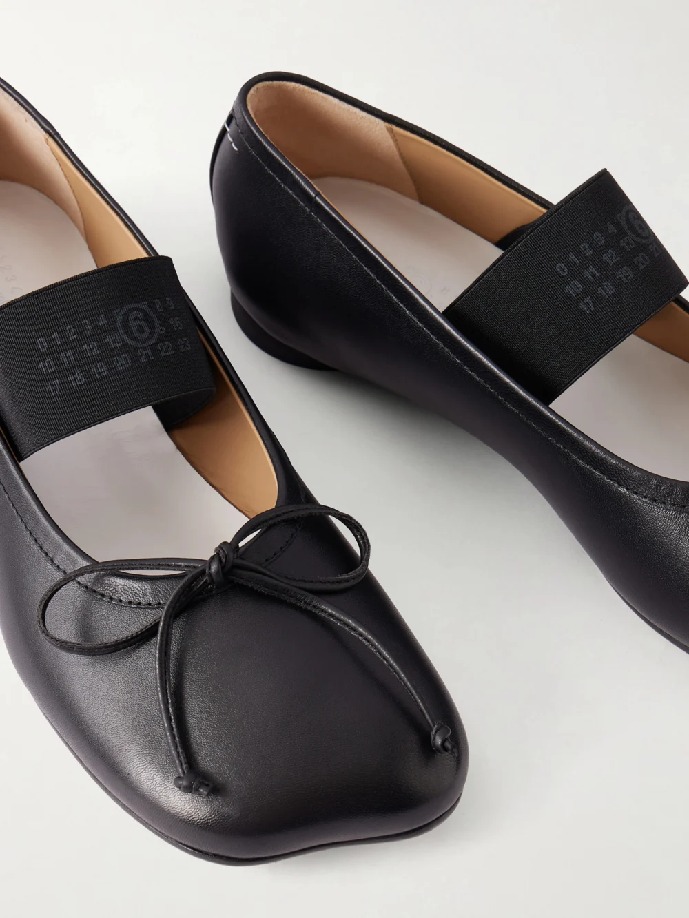 Close-up detail of the MM6 Maison Margiela Leather Ballet Flats