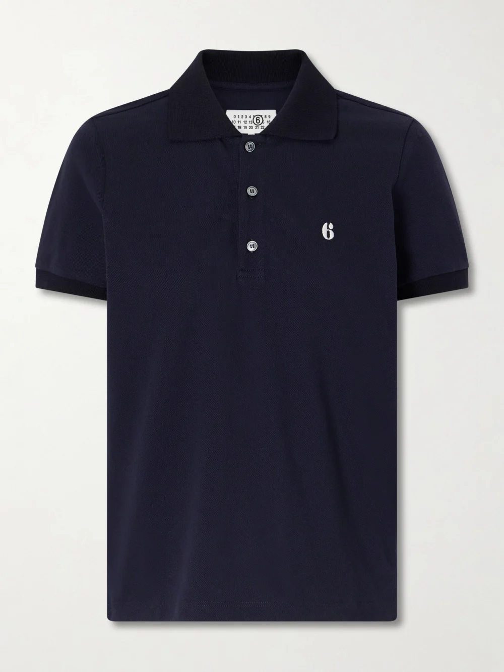 MM6 Maison Margiela Logo-embroidered Cotton-piqué Polo Shirt in navy