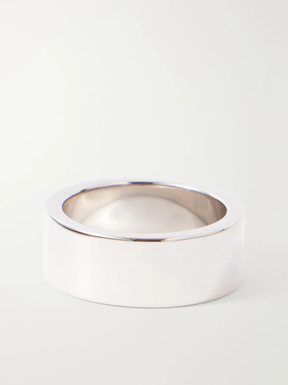 Back view of the MM6 Maison Margiela Logo-engraved Silver-tone Ring