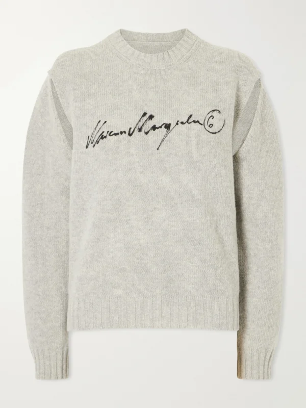 MM6 Maison Margiela Logo-print Cut-out Wool-blend Sweater