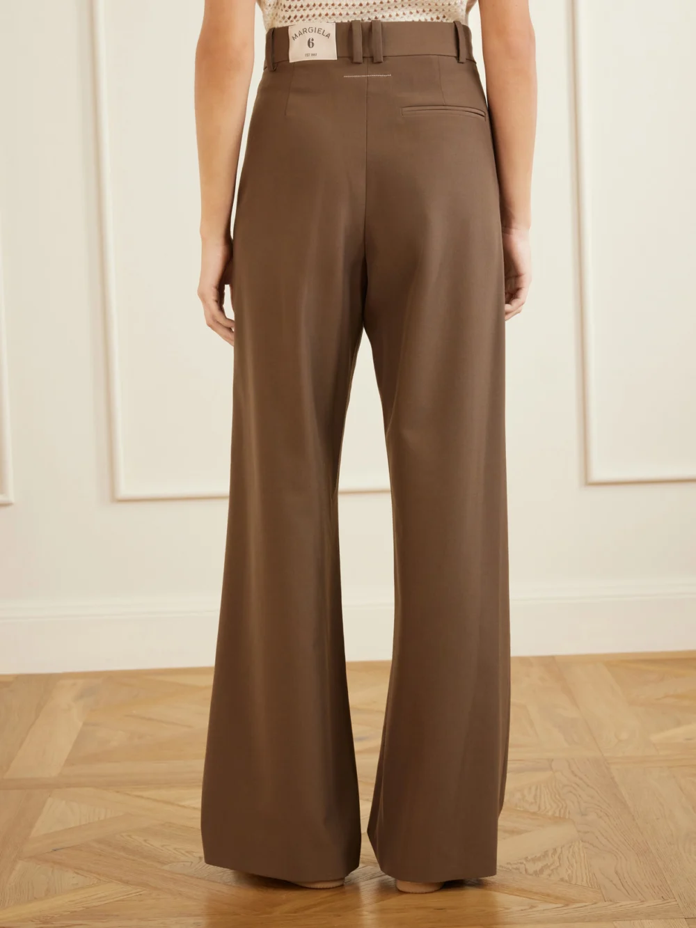 Back view of the MM6 Maison Margiela Pleated Cady Wide-leg Pants