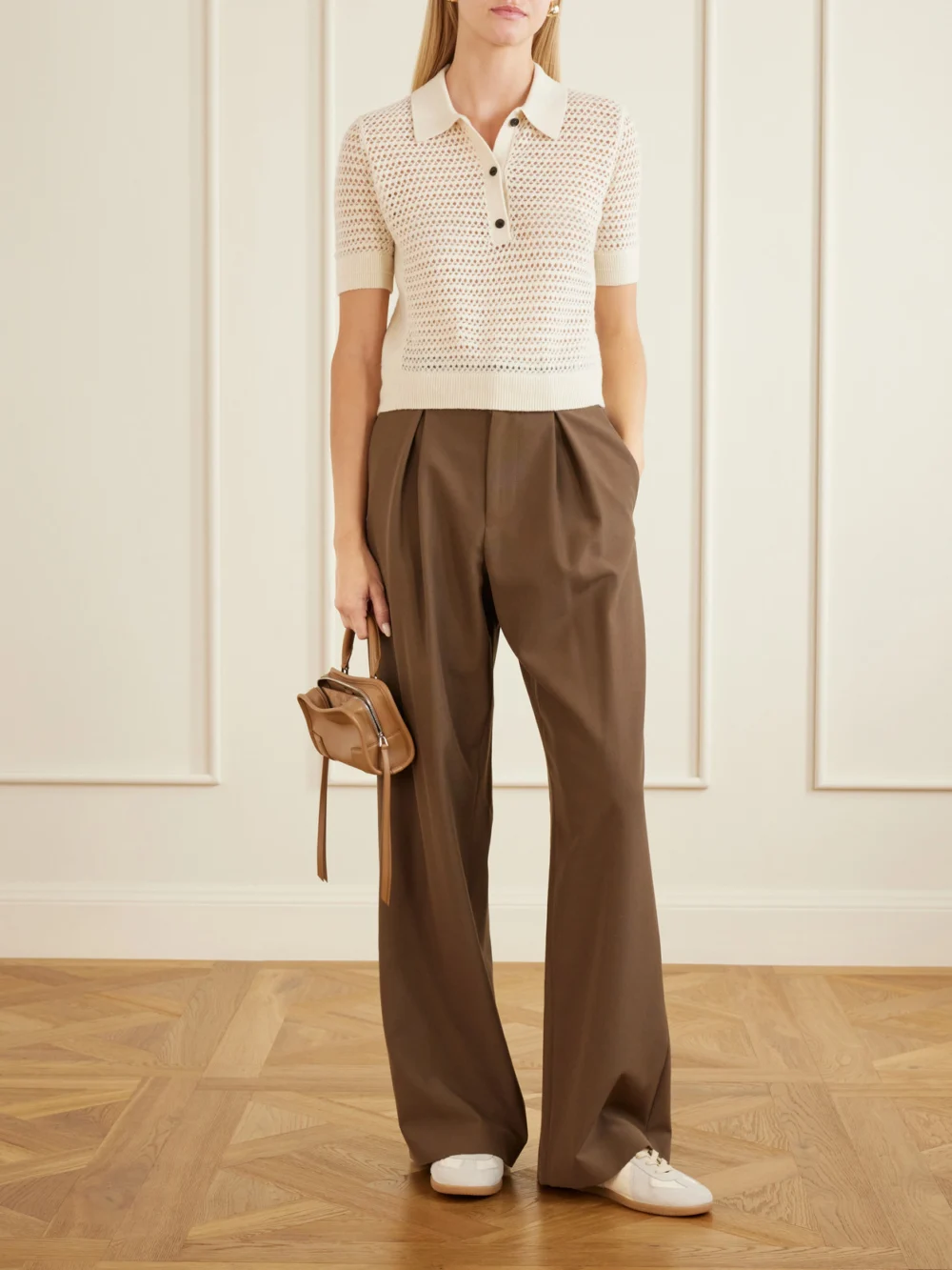 MM6 Maison Margiela Pleated Cady Wide-leg Pants, worn by a model