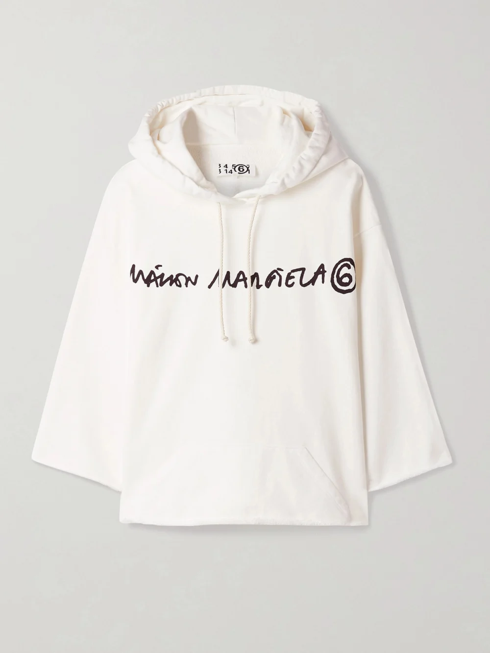 MM6 Maison Margiela Printed Cotton-jersey Hoodie in white