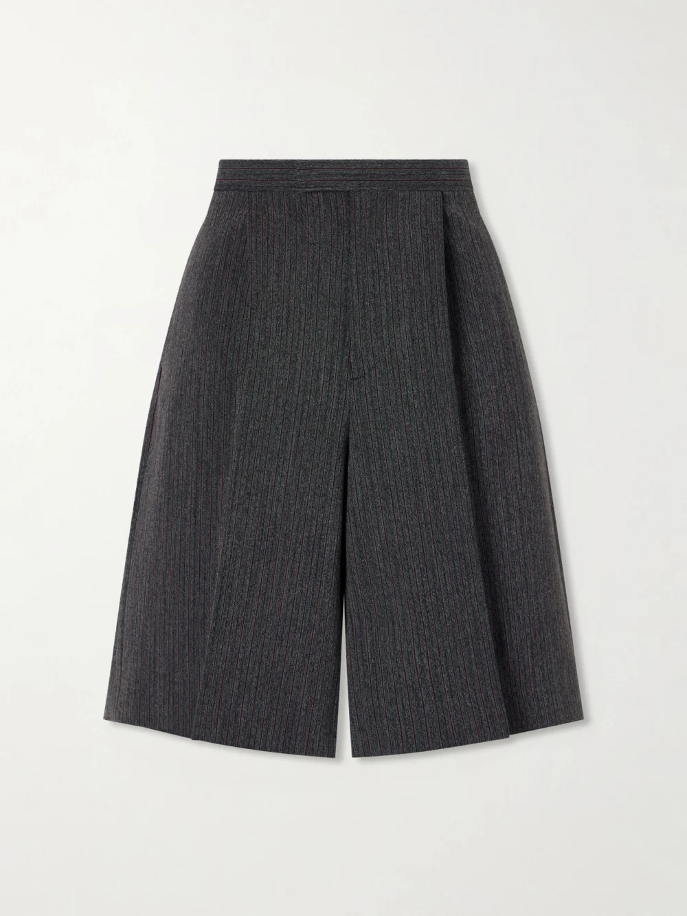 MM6 Maison Margiela Striped Pleated Mélange-twill Shorts in gray