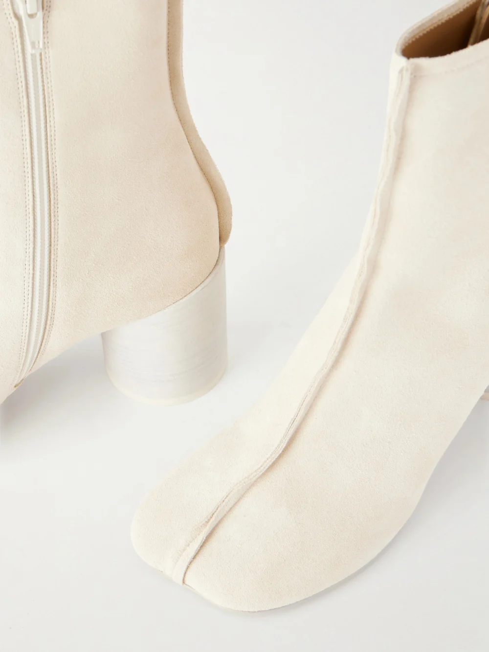 Close-up detail of the MM6 Maison Margiela Suede Split-toe Ankle Boots