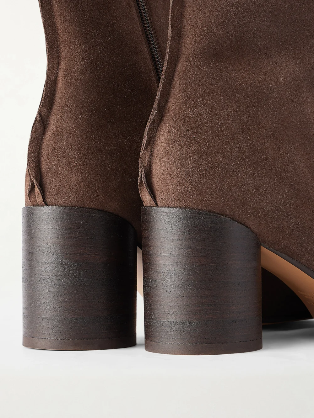 Close-up detail of the MM6 Maison Margiela Tabi Split-toe Suede Ankle Boots
