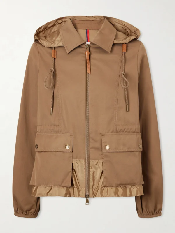 Moncler Adenium Cropped Hooded Shell-paneled Gabardine Jacket
