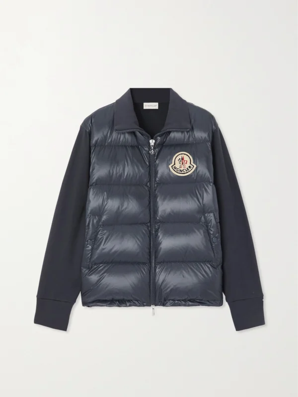Moncler Appliquéd Cotton-blend Jersey and Quilted Shell Down Jacket