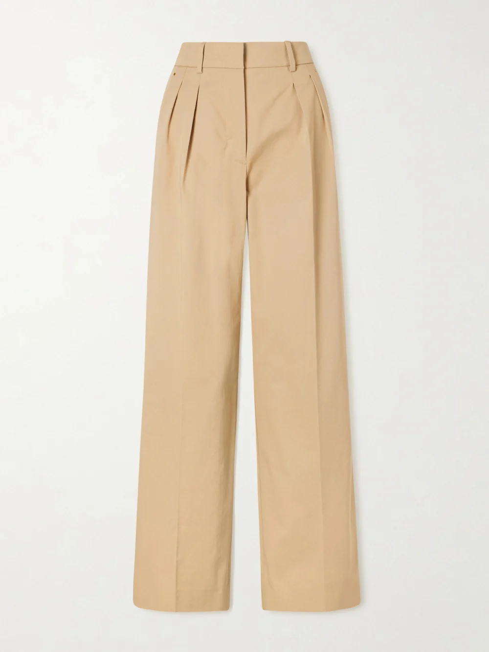 Moncler Appliquéd Pleated Cotton-twill Wide-leg Pants in tan