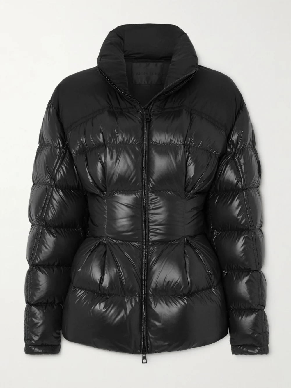 Moncler Appliquéd Quilted Padded Glossed-shell Down Jacket in black
